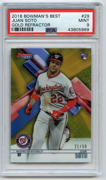 2018 bowman best gold 50 juan soto psa 9  #29