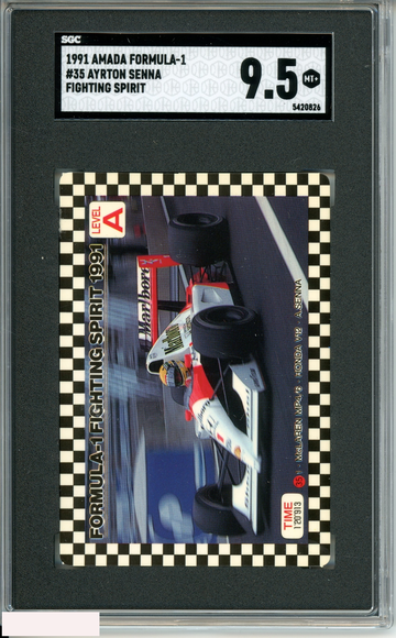 1991 AMADA FORMULA-1 FIGHTING SPIRIT AYRTON SENNA #35 SGC 9.5