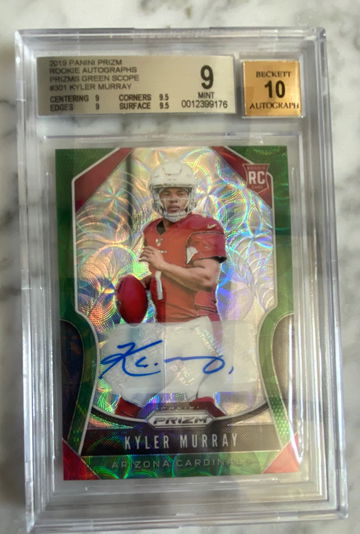 Kyler Murray 2019 Prizm Green Scope Auto /75 BGS 9 ++