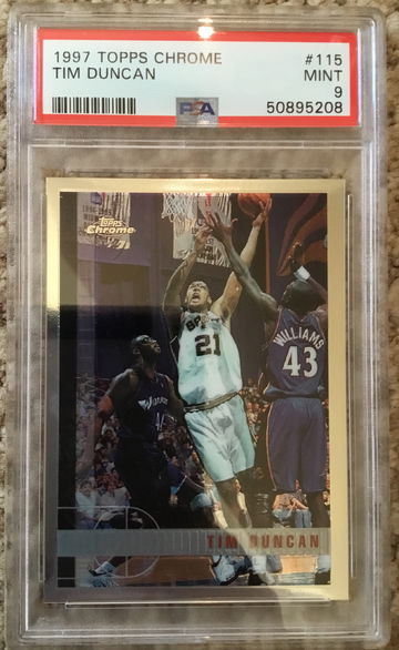 1997 Topps Chrome Tim Duncan PSA 9
