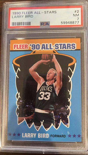 1990-1991 Fleer LARRY BIRD ALL STAR PSA 7 NEWLY GRADED SCRATCH FREE CASE