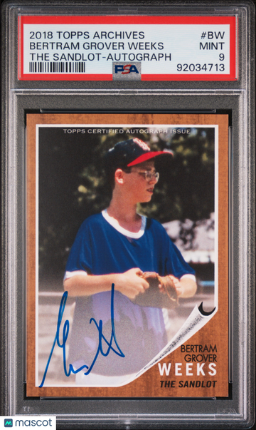 2018 Topps Archives The Sandlot Bertram Grover Weeks #BW Autograph PSA 9