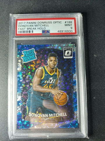 2017 Panini Donruss Optic Donovan Mitchell Fast Break Holo PSA 9