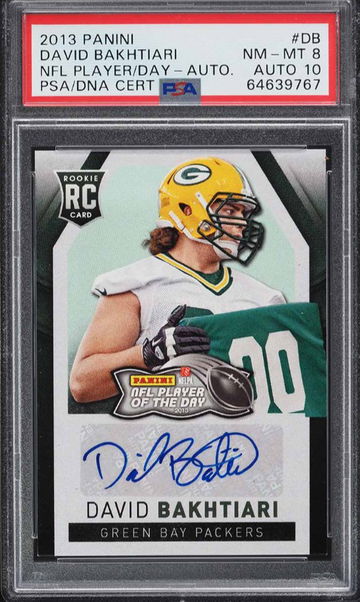 David Bakhtiari 2013 Panini Player Of The Day Auto Rookie Card RC Packers PSA 8