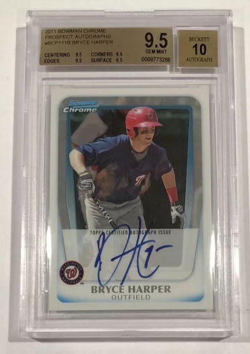 2011 Bowman Chrome Bryce Harper BGS 9.5 with 10 Auto