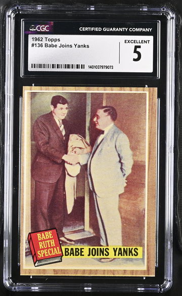 1962 TOPPS BABE JOINS YANKS #136 CGC 5 BS.A1.05