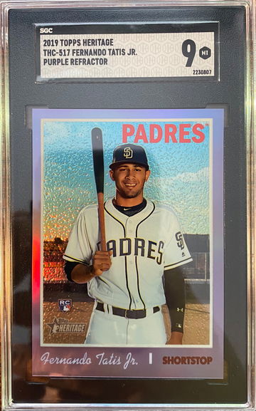 2019 Topps Heritage High Number Fernando Tatis Purple Refractor SGC 9 Rookie RC