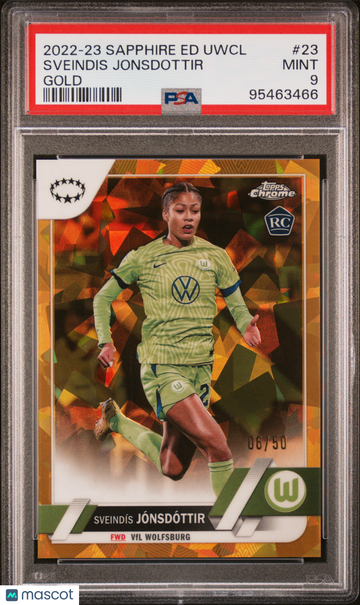2022-23 Topps Chrome Sapphire UEFA Women's Sveindis Jonsdottir #23 Gold PSA 9