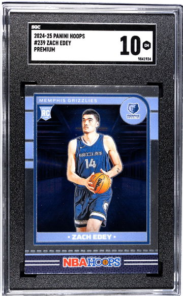 2024-25 Panini Hoops #239 Zach Edey Premium SGC 10