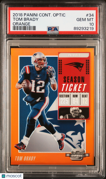 2018 Panini Contenders Optic Tom Brady #34 Orange PSA 10