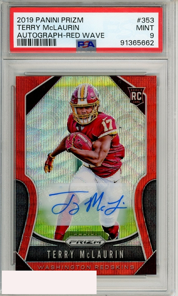 2019 PANINI PRIZM TERRY MCLAURIN #353 AUTOGRAPH-RED WAVE PSA 9 MINT  RC