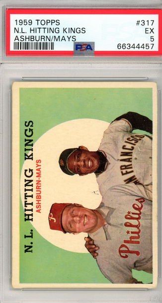 1959 TOPPS HITTING KINGS WILLIE MAYS PSA 5