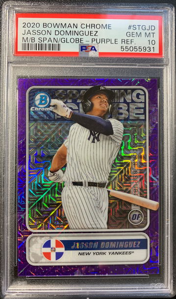 2020 Bowman Chrome Mega Jasson Dominguez Spanning The Globe Purple Ref PSA 10