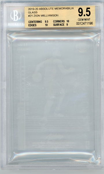 2019-20 Absolute Memorabilia Zion Williamson Glass #21 BGS 9.5 GEM MINT w/2 10's