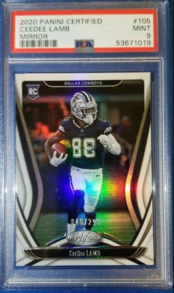 2020 Panini Certified CeeDee Lamb Mirror /299 #105 PSA 9 Cowboys
