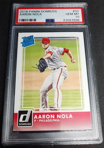 Aaron Nola 2016 Panini Donruss Rated Rookie #37 PSA 10