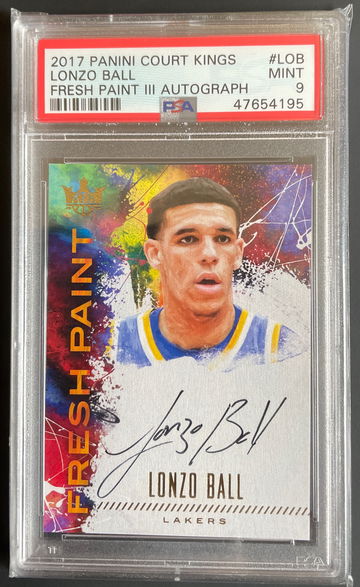 2017-18 LONZO BALL Panini Court Kings Fresh Paint III PSA 9 Auto 69/100