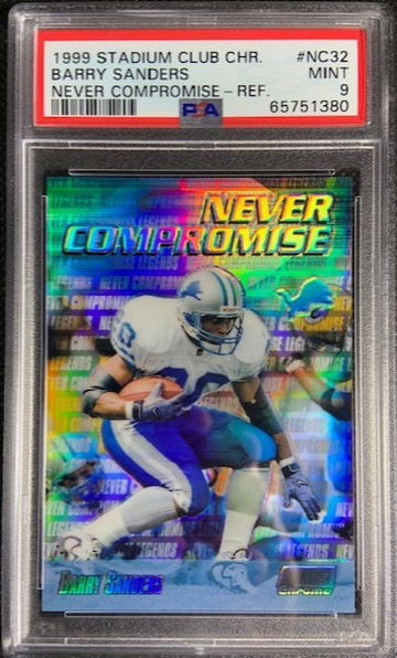1999 Stadium Club Chrome Never Compromise REFRACTOR Barry Sanders #NC32 PSA 9 MINT