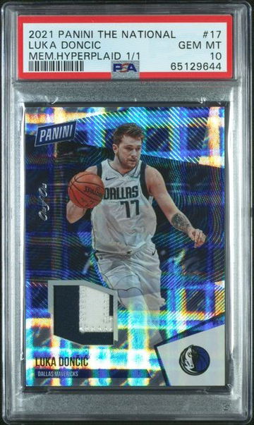 2021 Panini The National Luka Doncic Memorabilia Hyperplaid True 1/1 PSA 10