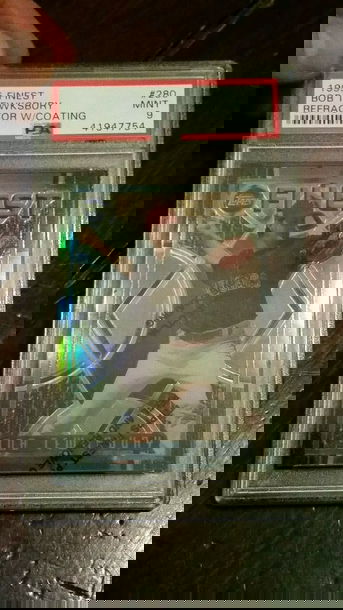 1995 Topps Finest Refractor #280 Bob Tewksbury W Coating PSA 9 Mint Pop 1 Texas