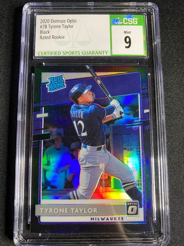 2020 Panini Donruss Tyrone Taylor Optic Rated Rookie Black /25 #78 CSG 9
