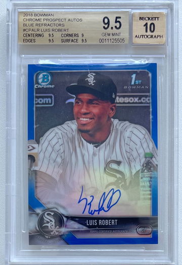 2018 Bowman Chrome Luis Robert Auto Blue Refractor BGS 9.5/10 