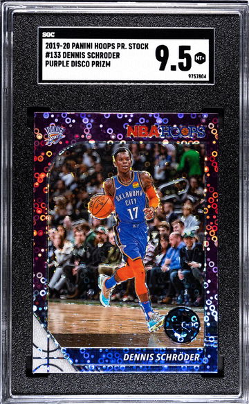 2019-20 Panini Hoops Premium Stock Purple Disco Prizm Dennis Schroder #133 SGC 9.5