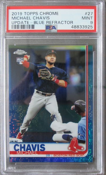 Michael Chavis RC 2019 Topps Chrome Update Blue Refractor #/150 PSA9