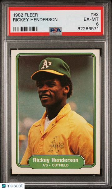 1982 Fleer Rickey Henderson #92 PSA 6 MLB Baseball Trading Card
