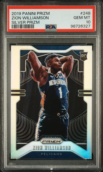2019 PANINI PRIZM SILVER PRIZM ZION WILLIAMSON #248 RC ROOKIE PSA 10