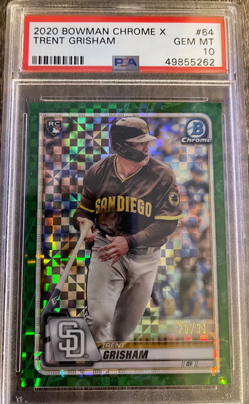 Trent Grisham 2020 Bowman Chrome X #64 ed to /31 PSA 10