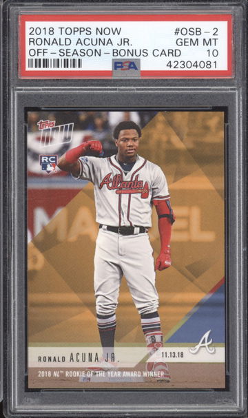 2018 Topps Now Ronald Acuna Jr Off Season Bonus Card RC Rookie PSA 10 GEM MINT