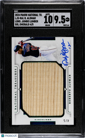 2024 Panini National Treasures Roberto Alomar #LJS-RAL Legendary Jumbo Lumber Sigs. Emerald SGC 9.5 Auto 10