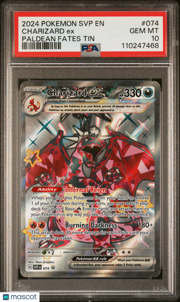 2024 Pokemon SVP EN-SV Black Star Promo Charizard EX Paldean Fates Tin PSA 10 #074