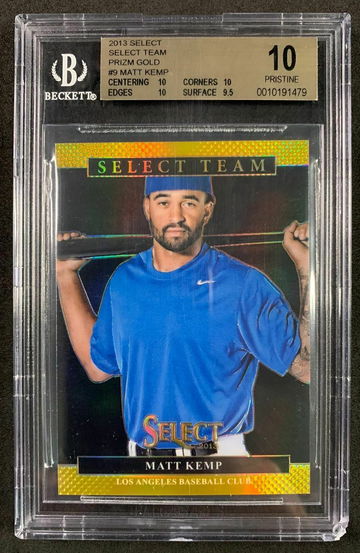 2013 Select Team Prizm Gold #9 Matt Kemp BGS 10 POP 1 - DHL Express Air with Tracking from Overseas