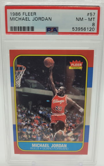 1986 Fleer Michael Jordan 57 PSA 8