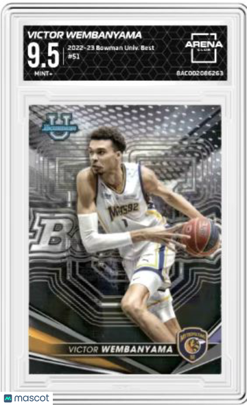 2023 2022-23 Bowman University Best Victor Wembanyama #51 Arena Club 9.5