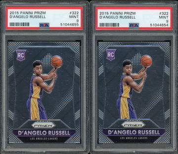 2x D'Angelo Russell 2015-16 Panini Prizm #322 RC PSA 9 MINT Lakers Wolves!