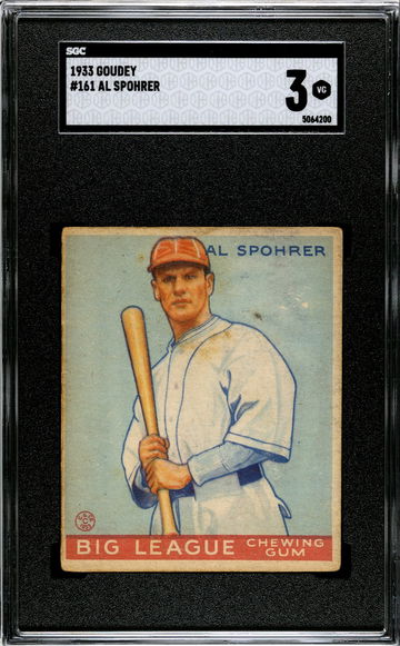 1933 GOUDEY AL SPOHRER 161 SGC 3 New Label Vintage BASEBALL BOSTON BRAVES