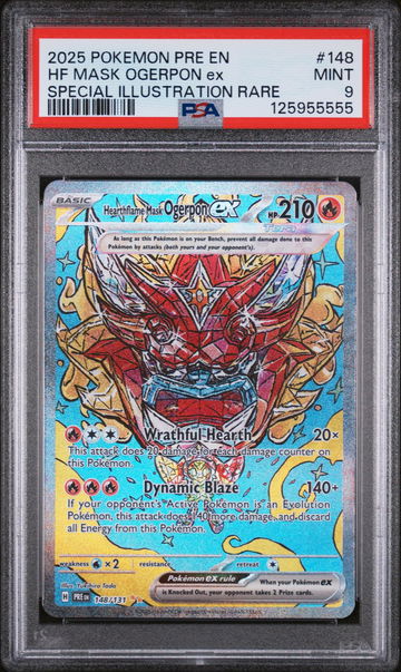 2025 Pokemon Prismatic Evolutions Special Illustration Rare Hearthflame Mask Ogerpon Ex #148 PSA 9