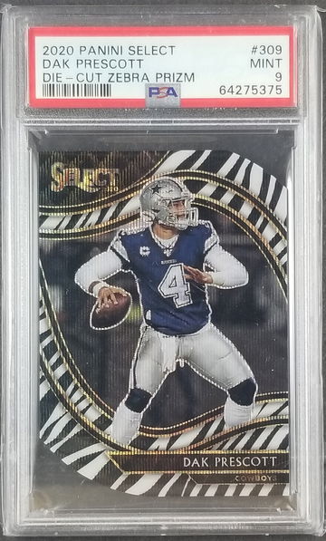 2020 Panini Select Dak Prescott Die-Cut Zebra Prizm Field Level PSA 9 MINT