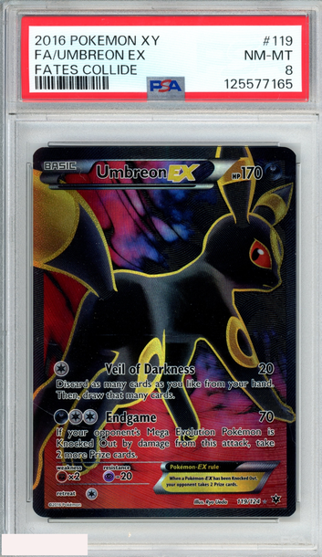 2016 POKEMON XY FATES COLLIDE FA UMBREON EX #119 PSA 8 NM-MT