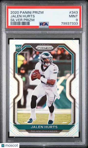 PSA 9 2020 Panini Prizm Jalen Hurts Silver Prizm Rookie #343