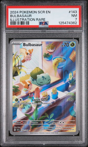 2024 Pokemon Scarlet and Violet Stellar Crown Illustration Rare Bulbasaur #143 PSA 7