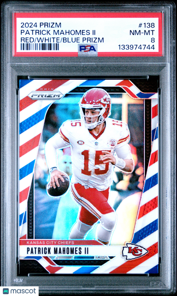 2024 Panini Prizm Patrick Mahomes II #138 Red White Blue PSA 8