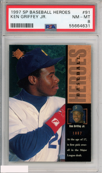 1997 SP BASEBALL HEROES KEN GRIFFEY JR #91 SEATTLE MARINERS HOF PSA 8 NM-MT