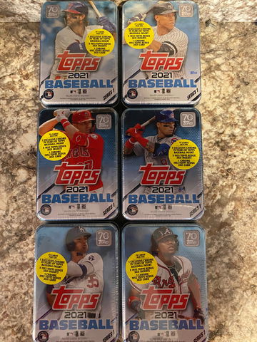 (6) 2021 Topps Series 1 Baseball Tins 1 of each player