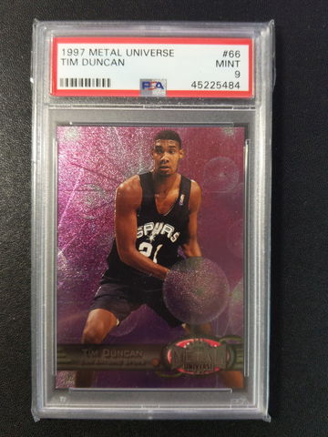  1997 Metal Universe #66 Tim Duncan PSA9