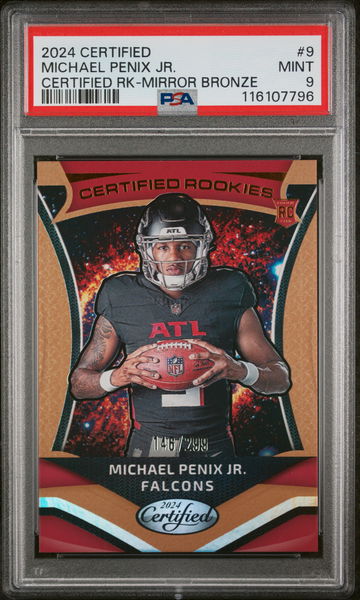 2024 Panini Certified Rookies Mirror Bronze Michael Penix Jr. #9 RC /299 PSA 9