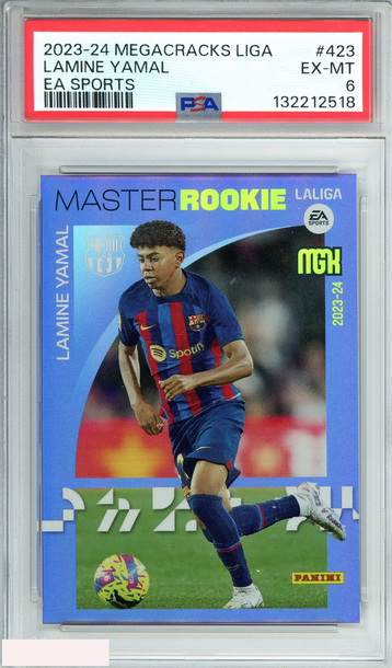 2023-24 PANINI MEGACRACKS LALIGA EA SPORTS LAMINE YAMAL #423 RC PSA 6 EX-MT